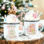 2 PCS Pastel Christmas Tiered Tray Mug Decor Set with Faux Whipped by Ouvibor