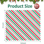 Zezzxu 100 Sheets Red and Green Striped Wax Paper, Parchment Paper for Cookie Box Deli Food Wrapping Grease Resistant Basket Liners (8.5 x 9.8 Inches) - Image 2
