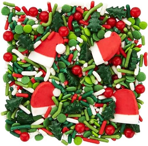 Santa Hat Holly Sprinkles Christmas Mix - 3.8oz Bottles (2 Pack) Festive Red, Green & White Baking Sprinkles with Santa Hats for Cupcakes, Cookies & Holiday Treats - Image 3