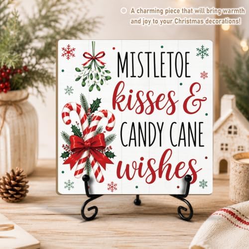 5.1 Inch Romantic Christmas Decor Wood Plaque with Support Stand - Image 4