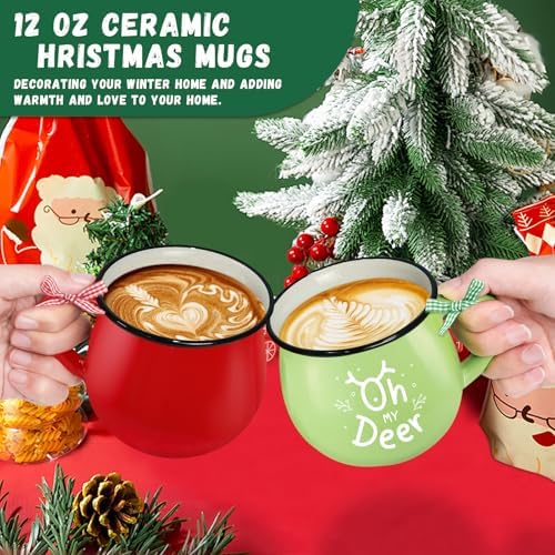 Christmas Coffee Mug Set of 6, 12 oz Hot Cocoa Ceramic Coffee Mug, Stackable Mugs as Christmas Gift for Mom Woman Family Friends Colleagues - Image 2