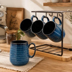 HASENSE Coffee Mugs Set of 4, 15 Ounce Porcelain Mug Set with Handle for Morning Coffee Tea and Cocoa, Ceramic Coffee Cups with Beautiful Glaze for Men, Women, Navy - Image 6