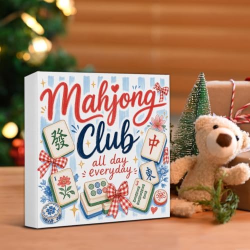 Christmas Mahjong Decor, Chinoiserie Mahjong Club Wooden Sign Decorations - Image 5