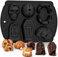 HKNMTT Skull Cake Pizza Pan 6 Spooky Shapes Halloween Silicone Baking Mold by HKNMTT