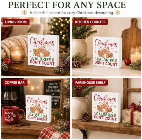 Christmas Calories Don't Count Wood Box Sign, Funny Kitchen Shelf Decor - Image 5