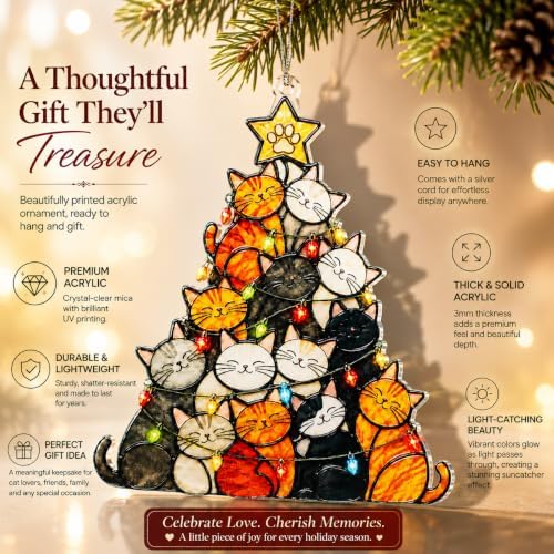 Funny Christmas Ornaments 2026 - Cat Lover Gifts for Women, Cat Ornaments for Christmas Tree,Funny Ornaments, Holiday Pet Decor - Image 5