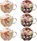 Sliner 6 Pcs Valentines Day Candy Heart Glass Coffee Mugs with Handle, 16 oz Clear Love Conversation Coffee Mugs Irish Glasses Cups for Valentine Gifts Beverages Latte Hot Chocolate(Conversation) by Sliner