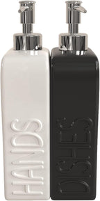 Soap Dispenser Set with Funnel, Non-Slip Silicone Pads, 2 Pack Ceramic - Image 6