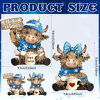 2 Pack Winter Highland Cow Figurine Decor, Resin Table Decor - Image 3