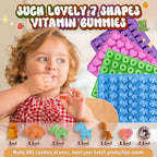 Gummy Bear Molds Silicone Mini Size, Non-stick Chocolate Candy Gummy Mould for Kid with 2 Droppers Including Dinosaur, Bear, Hearts and Donut Shape 201 Cavities - Image 5