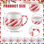 Layhit 6 Pcs Candy Cane Ceramic Mugs Christmas Coffee Mug Set Red White - Image 2