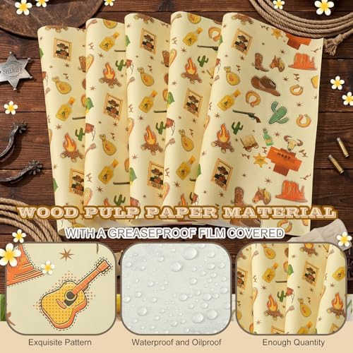 Marspark 100 Sheet Western Cowboy Wax Paper for Food Wrapping 12 x 12 Inch - Image 3