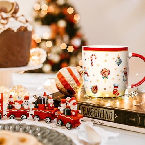 Cabtnca Christmas Mugs, Christmas Mugs Set of 4, Christmas Coffee Mugs, Ceramic Christmas Mug, Holiday Mugs, Xmas Mug Decor, Marry Christmas Gifts for Women Kids, 11 Oz - Image 3