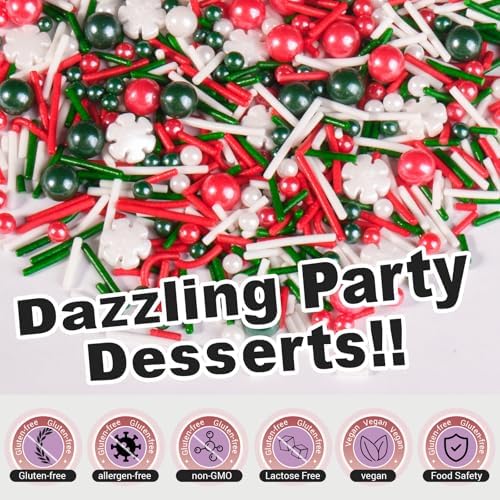 Christmas Sprinkles for Baking, Red Green Holiday Cookie Sprinkles, 180g - Image 4