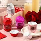 400Pcs Valentine's Day Mini Foil Cupcake Liners Red Pink Silver - Image 7