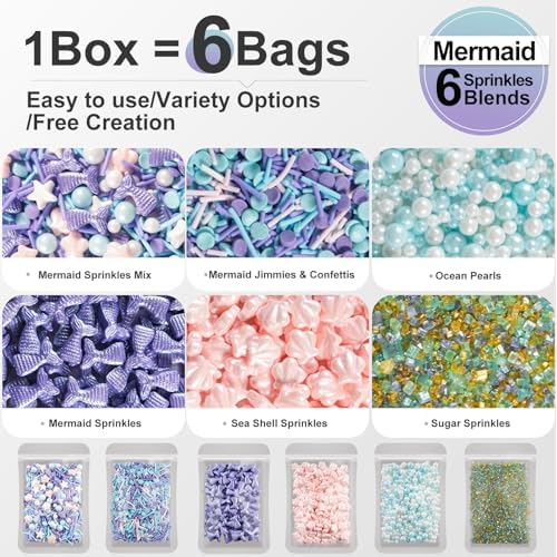 Mermaid Sprinkles, Edible Ocean Seashell Sprinkles for Cakes Cupcakes, 180g - Image 3
