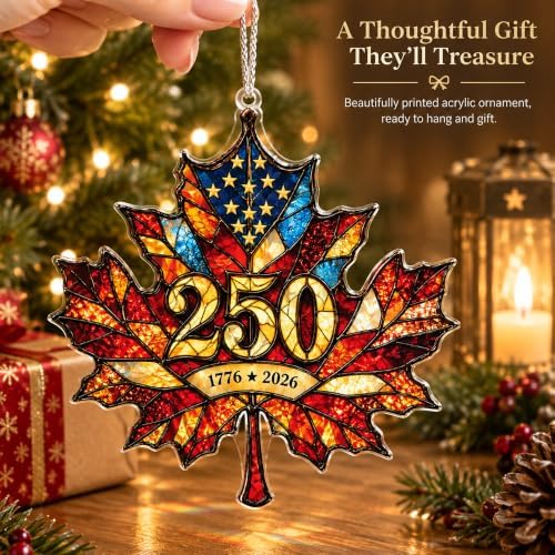 USA 250th Anniversary Ornament - Patriotic Maple Leaf Ornament 1776-2026 - America 250 Christmas Decor - Historic Keepsake - Gift for Patriots - Image 2