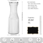 INSETLAN 1 Liter Ribbed Glass Carafe - Image 3