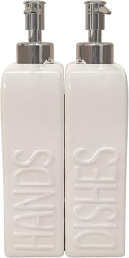 Soap Dispenser Set with Stainless Steel Pump, 2 Pack Ceramic Refillable Dish - Image 6