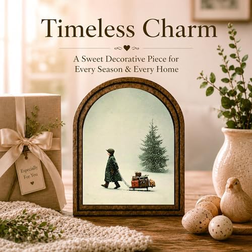 Winter Child Arched Decor, Christmas Sled Table Sign, 5.9x7.9 - Image 3