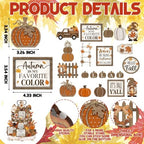 Shellwei 20 Pcs Thanksgiving Tiered Tray Decor Set, Fall Wooden Table Sign - Image 4