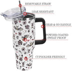 Halloween Tumbler with Lid and Straw 40oz,Cute Floral Bat Hearts Vacuum Insulated Leak Proof Stainless Steel Coffee Cup,Goth Cute Spooky Halloween Accessories Gift for Women Girls - Image 4