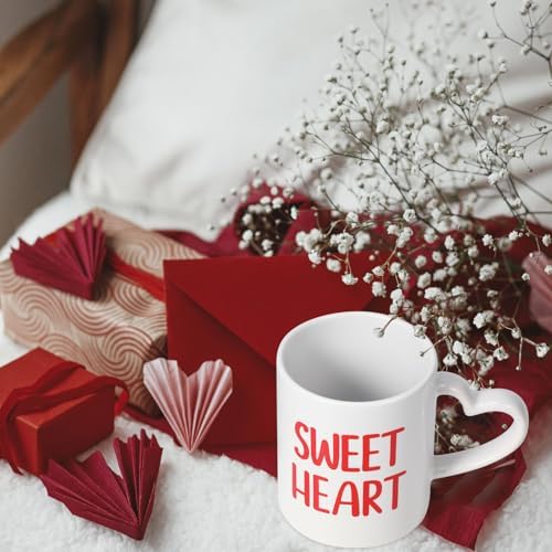 Valentines Coffee Mug Set of 6, 10 oz Valentines Mugs with Handle Pink Red White Ceramic Enamel Cups for Gift Party Supplies - Image 6