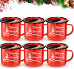 Yaomiao 6 Pack Christmas Enamel Mugs 12 Oz Cups,Merry Bright,Red by Yaomiao
