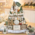 Shellwei 22 Pcs Christmas Tiered Tray Decor Set Xmas Table Centerpiece - Image 6
