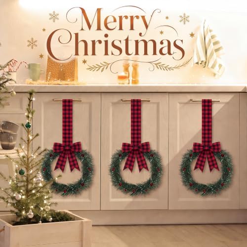 Retrowavy 12 Pcs Christmas Kitchen Cabinet Wreaths with Ribbon Small Wreath - Image 5