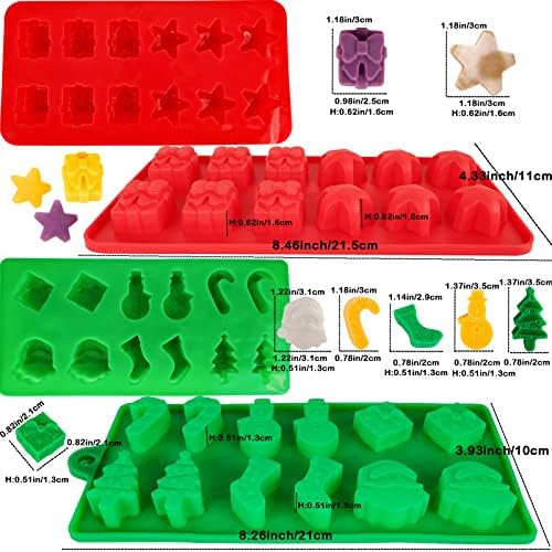 Christmas Silicone Molds Christmas Chocolate Mold Candy Molds for Baking Sweet Treats,Cake Xmas Gift Handmade Soap Candles with Shape of Christmas Tree Santa Head for Christmas Party, Home Baking - Image 2