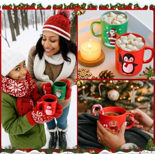 Potchen 24 Pcs Christmas Plastic Mugs Bulk 12 oz, Christmas - Image 4