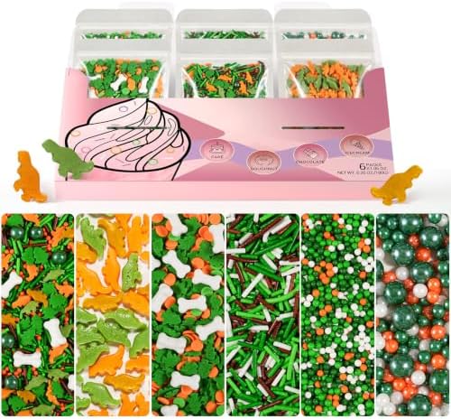 Dinosaur Sprinkles with Bone & Tree Confetti, Jungle Cake Sprinkles, 180g by Unknown