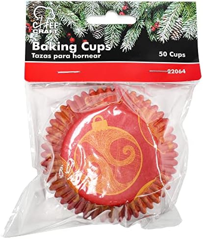 Chef Craft Paper Patterned Cupcake Liners, 50 Count, Red/Orange - Image 2