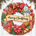 Christmas Decorations Gingerbread Snowman Merry Christmas Wreath Wood Sign by GUDIO