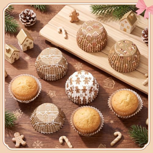 Yungyan 400 Pcs Gingerbread Cupcake Liners, Christmas Baking Supply, Classic - Image 3