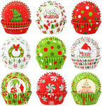 SANNIX 450pcs Christmas Cupcake Liners, Xmas Candy Baking Cups Cupcake Wrappers Paper Wraps Muffin Liners for Christmas Holiday Birthday Party Candy Cake Decorations Supplies(9 Designs) by SANNIX