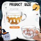 Sliner 6 Pcs Halloween Glass Coffee Mugs, 16 oz Ghost Irish Cups - Image 3