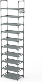 LANTEFUL 10 Tiers Tall Shoe Rack 20-25 Pairs Boots Organizer Storage Sturdy - Image 8