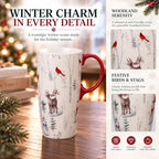 Topadorn Christmas Ceramic Travel Mug with Lid, 17 oz, Cardinal and Deer - Image 7