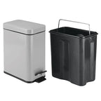 mDesign Small Modern 1.3 Gallon Rectangle Metal Lidded Step Trash Can, Compact - Image 5
