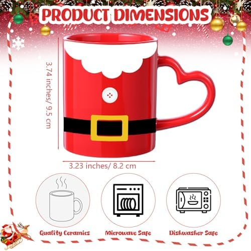 Set of 6 Christmas Coffee Mugs 10 OZ Ceramic Cups Santa Snowman - Image 3