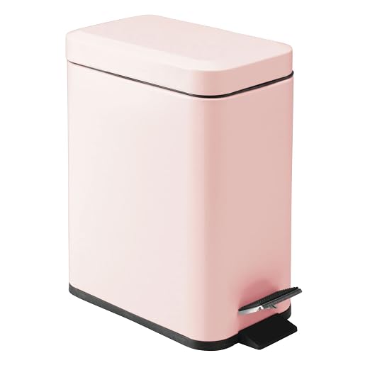 mDesign Small Modern 1.3 Gallon Rectangle Metal Lidded Step Trash Can, Compact by mDesign