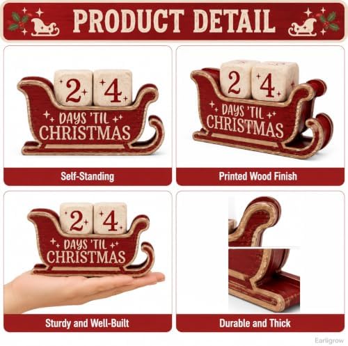 Christmas Decorations Indoor, 4pcs Christmas Countdown Home Decor - Image 3
