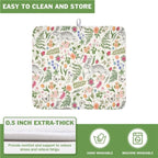 Easter Bunny Dish Drying Mat for Kitchen Counter, Colorful Flowers Sage Green - Image 4