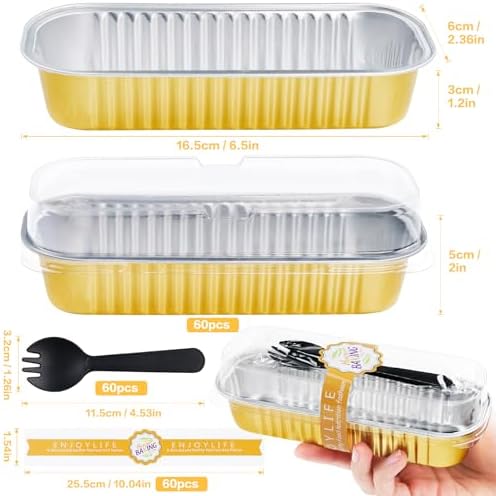 Gold Mini Loaf Pans with Lids, 6.8oz Aluminum Mini Cake Pan 60Pack - Image 2