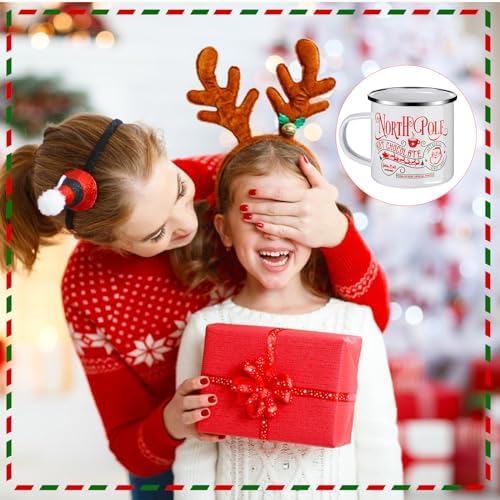 Christmas Enamel Mug Set of 4, 12 oz North Pole Hot Chocolate Mug Christmas Coffee Mugs Funny Novelty Holiday Mugs Stocking Stuffer Gift for Kids Women Friends Coworkers Family - Image 7