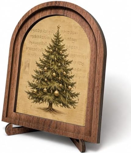 Christmas Tree Sheet Music Arched Table Sign, Farmhouse Shelf Decor by HPCHENG