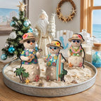 Suzile 3 Pcs Christmas Tropical Snowman Decorations Wooden Indoor Decor - Image 4