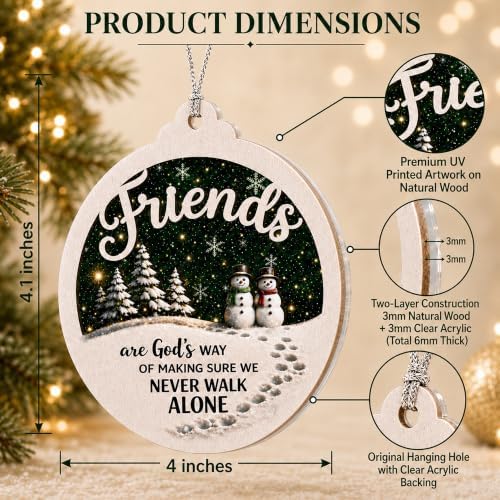 Friend Ornament 2026, Ornaments for Friends Women Friendship Ornament, Bestie, Friendship Christmas Ornaments Decorations Sentimental Gift Xmas Decor - Image 3